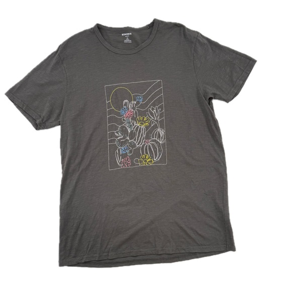 Bonobos Embroidered Southwest Cactus Graphic T-Shirt Gray Men's Slim Fit Size XL - Picture 1 of 10
